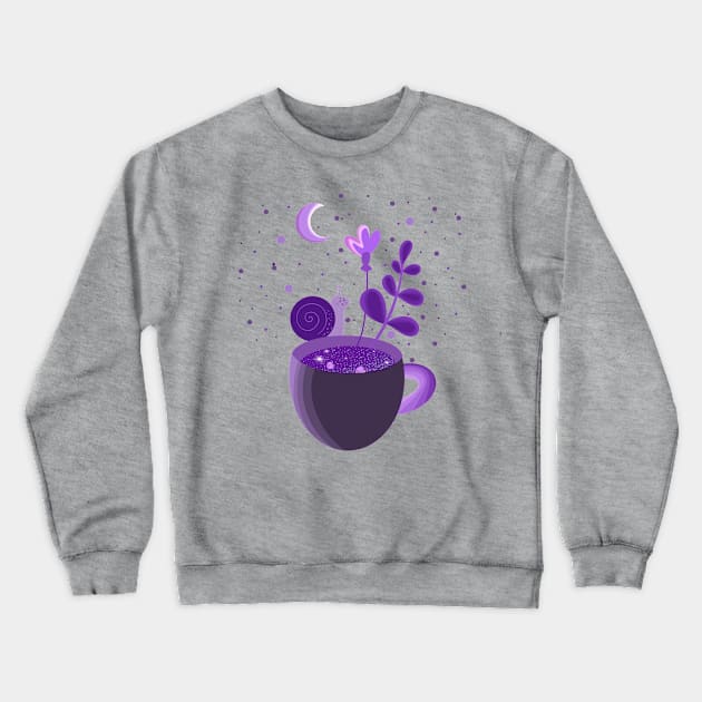 A purple snake in a mug Crewneck Sweatshirt by Miruna Mares